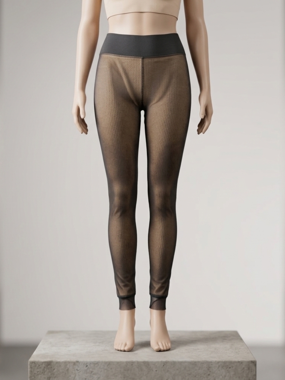Winter Fleece Lined Sheer Leggings Black High Waist Stretchy Warm Plus Size 3XL